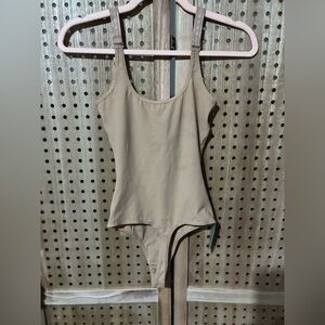 Neutral Beige Scoop Neck Bodysuit